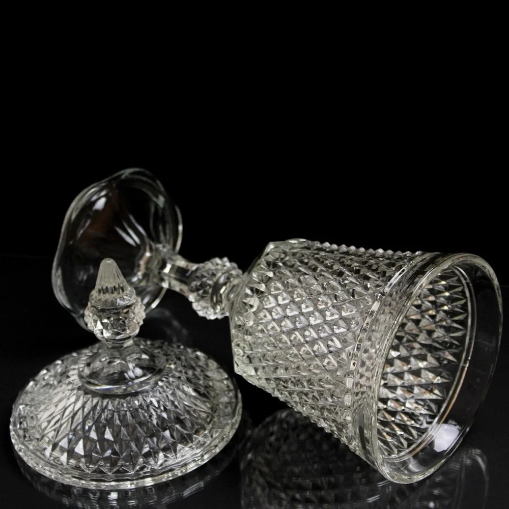 ✨Indiana Glass Diamond Point Apothecary Jar, Pedestal Candy Dish, Chalice - Picture 8 of 12